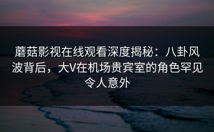 蘑菇影视在线观看深度揭秘：八卦风波背后，大V在机场贵宾室的角色罕见令人意外