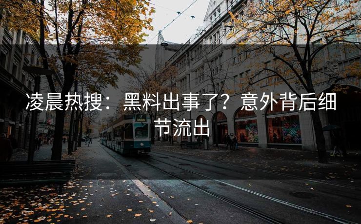 凌晨热搜：黑料出事了？意外背后细节流出