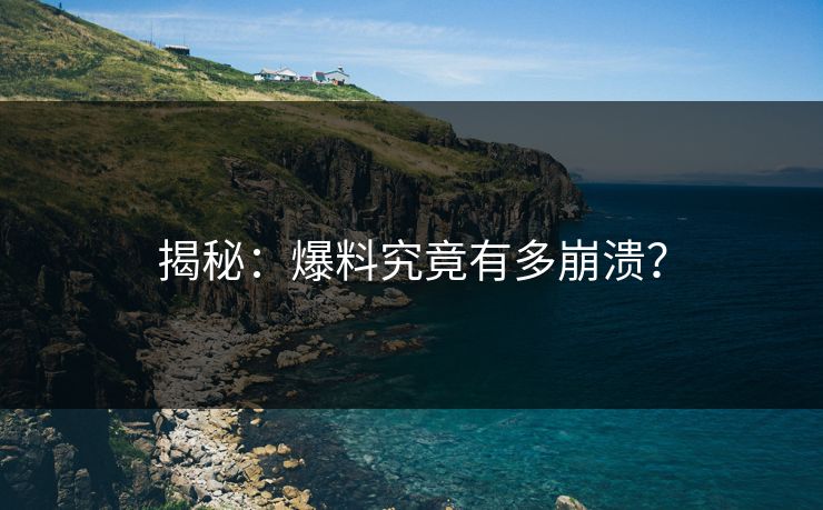 揭秘：爆料究竟有多崩溃？