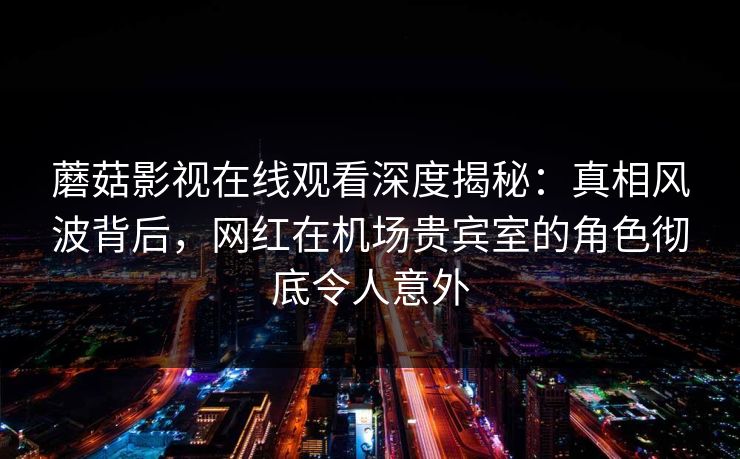 蘑菇影视在线观看深度揭秘：真相风波背后，网红在机场贵宾室的角色彻底令人意外