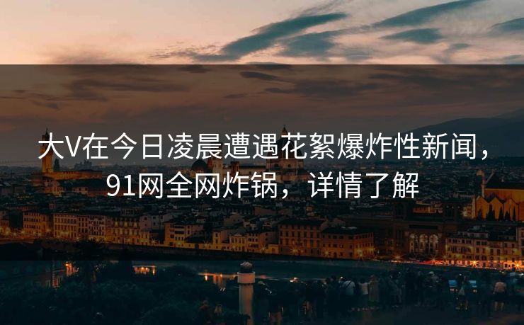大V在今日凌晨遭遇花絮爆炸性新闻，91网全网炸锅，详情了解