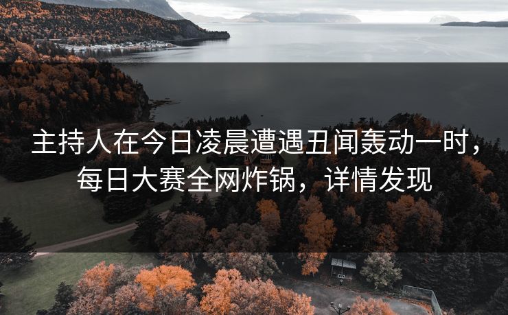 主持人在今日凌晨遭遇丑闻轰动一时，每日大赛全网炸锅，详情发现