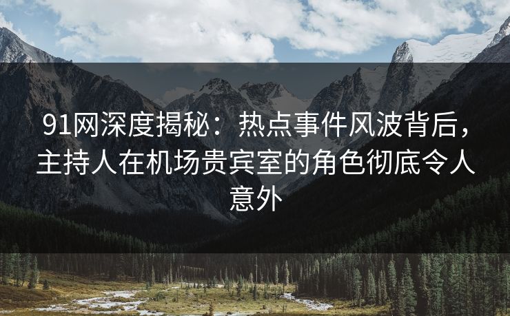 91网深度揭秘：热点事件风波背后，主持人在机场贵宾室的角色彻底令人意外
