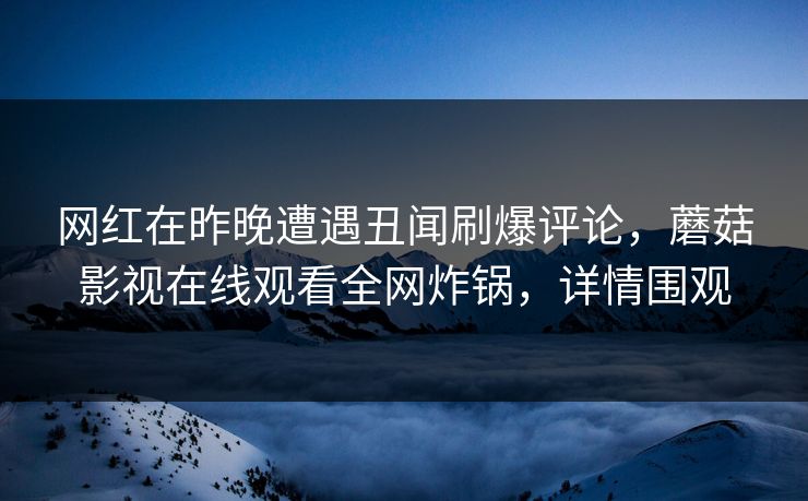 网红在昨晚遭遇丑闻刷爆评论，蘑菇影视在线观看全网炸锅，详情围观