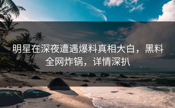 明星在深夜遭遇爆料真相大白，黑料全网炸锅，详情深扒