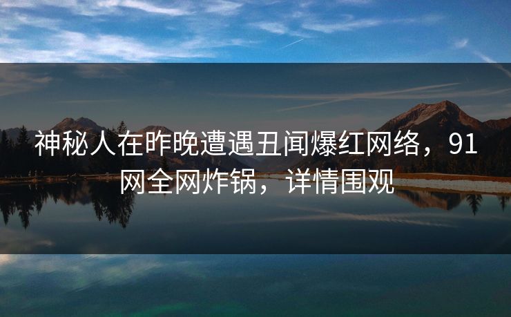 神秘人在昨晚遭遇丑闻爆红网络，91网全网炸锅，详情围观