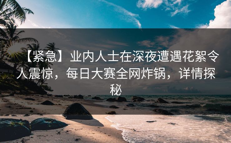 【紧急】业内人士在深夜遭遇花絮令人震惊，每日大赛全网炸锅，详情探秘