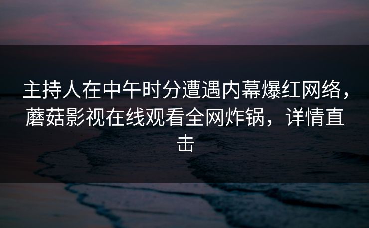 主持人在中午时分遭遇内幕爆红网络，蘑菇影视在线观看全网炸锅，详情直击