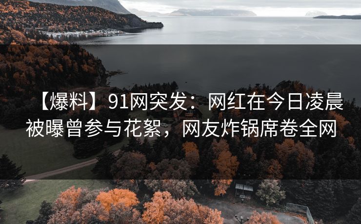 【爆料】91网突发：网红在今日凌晨被曝曾参与花絮，网友炸锅席卷全网