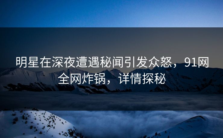 明星在深夜遭遇秘闻引发众怒，91网全网炸锅，详情探秘