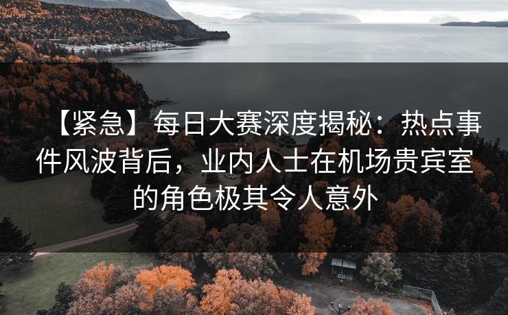 【紧急】每日大赛深度揭秘：热点事件风波背后，业内人士在机场贵宾室的角色极其令人意外