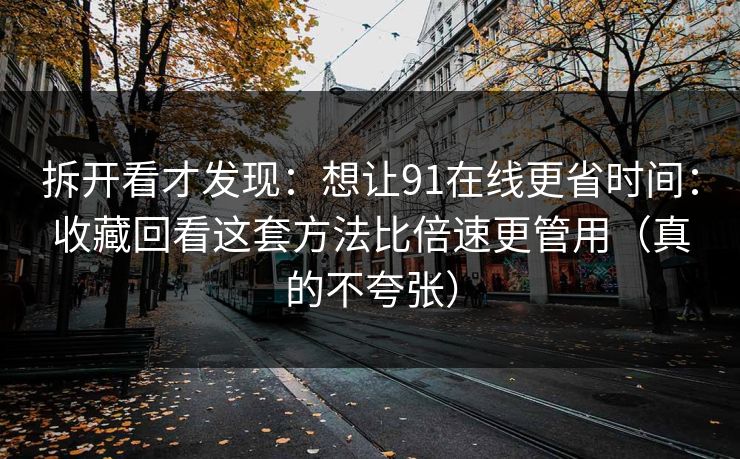 拆开看才发现：想让91在线更省时间：收藏回看这套方法比倍速更管用（真的不夸张）